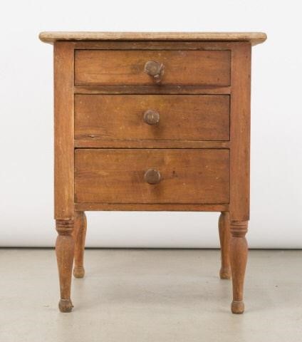 THREE-DRAWER BUTTERNUT WORK
