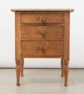 THREE-DRAWER BUTTERNUT WORK TA