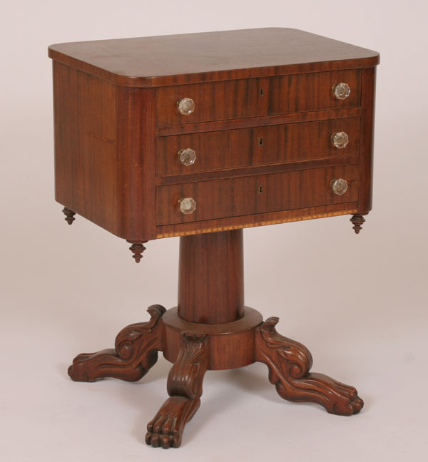 Three drawer work/side table; glass
