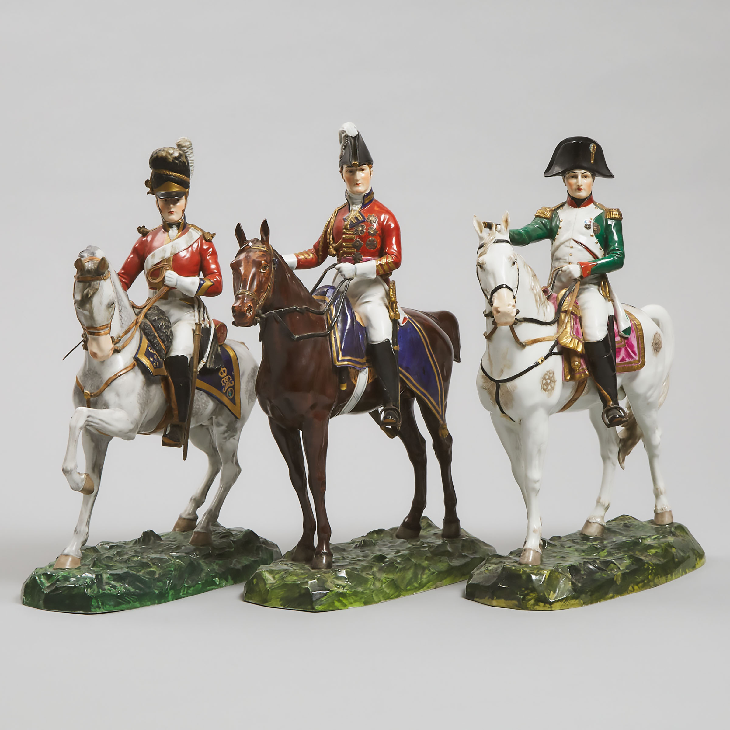 Three Dresden Figures of Horsemen