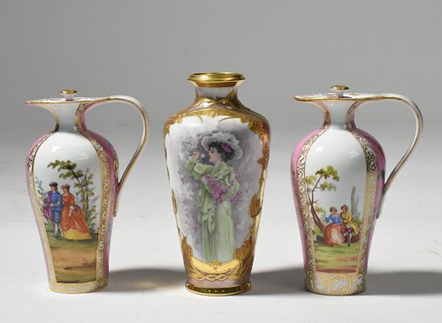 THREE DRESDEN PORCELAIN PIECESThree