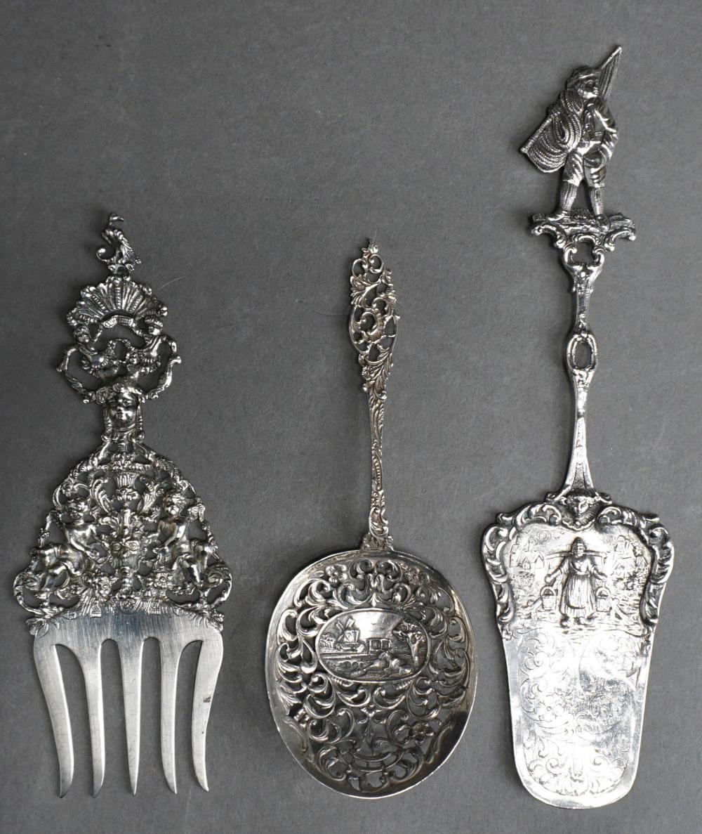THREE DUTCH 833-SILVER SERVERS, 6.6