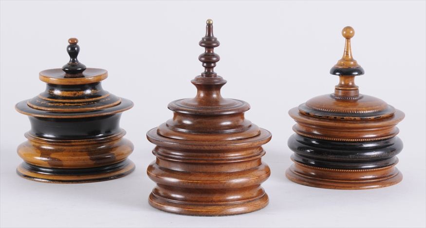 THREE DUTCH BAROQUE TOBACCO JARS