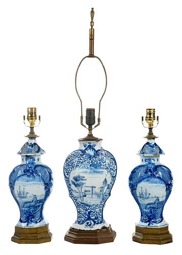 THREE DUTCH DELFT BLUE AND WHITE