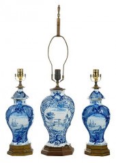 THREE DUTCH DELFT BLUE AND WHI