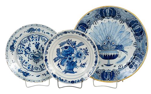 THREE DUTCH DELFTWARE BLUE AND