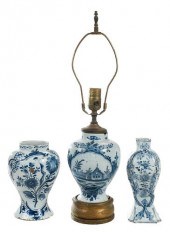 THREE DUTCH DELFTWARE BLUE AND