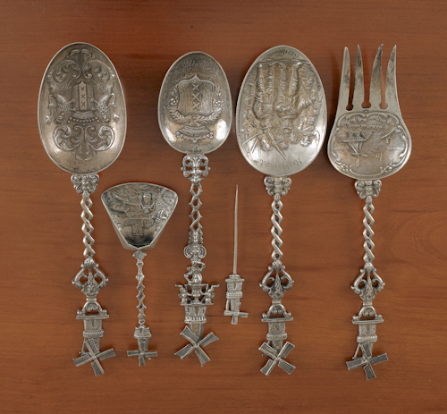 Three Dutch silver windmill