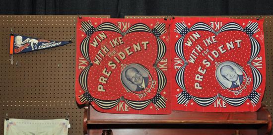 THREE DWIGHT EISENHOWER FLAGS. An