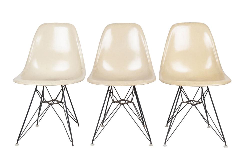THREE EAMES-STYLE SIDE CHAIRSwith