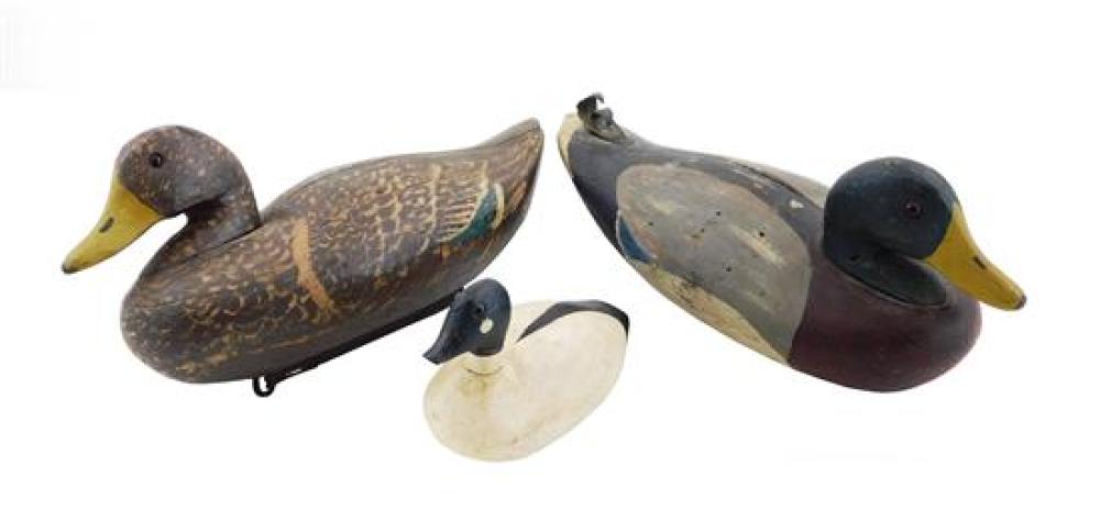 THREE EARLY 20TH C. DECOYS, PAIR