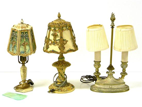 Three early 20th C. electric lamps: