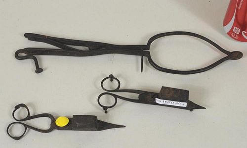 THREE EARLY AMERICAN WROUGHT IRON