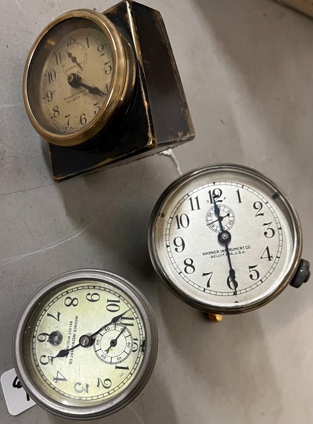 THREE EARLY AUTO CLOCKS - PHINNEY
