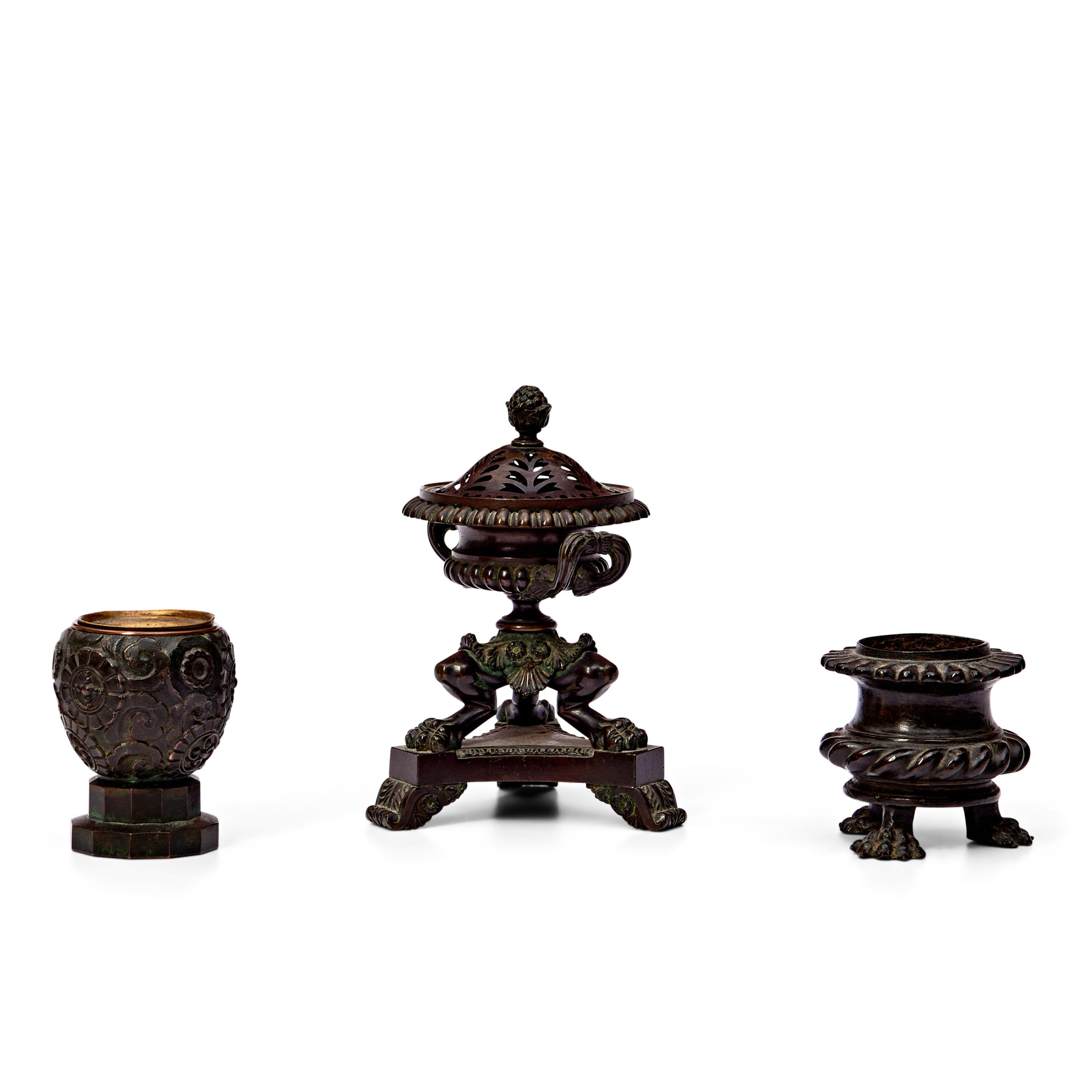 THREE EARLY BRONZE ITEMS, each with