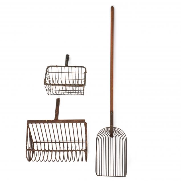 THREE EARLY CLAM RAKES Early
