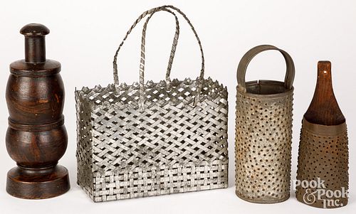 THREE EARLY NUTMEG GRATERS, 19TH