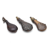 THREE EARLY POWDER FLASKS<br>T