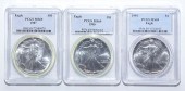 THREE EARLY SILVER EAGLES IN P