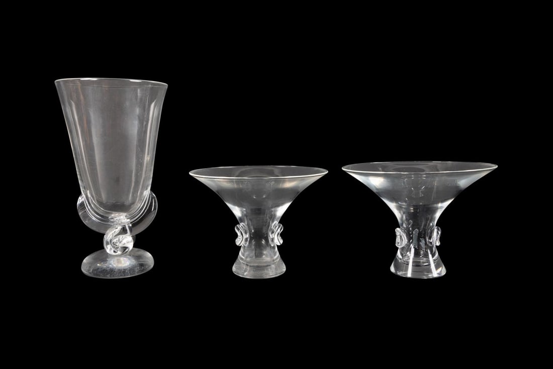 THREE EARLY STEUBEN CLEAR GLASS