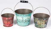 THREE EARLY TIN SAND PAILSThre