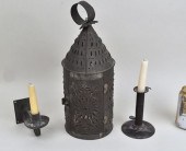THREE EARLY TOLE LIGHTING DEVI