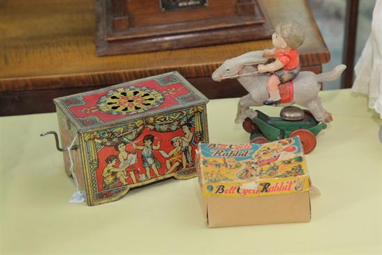 THREE EARLY TOYS. Tin