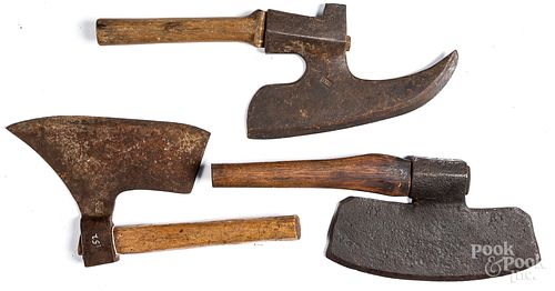 THREE EARLY WROUGHT IRON GOOSE WING