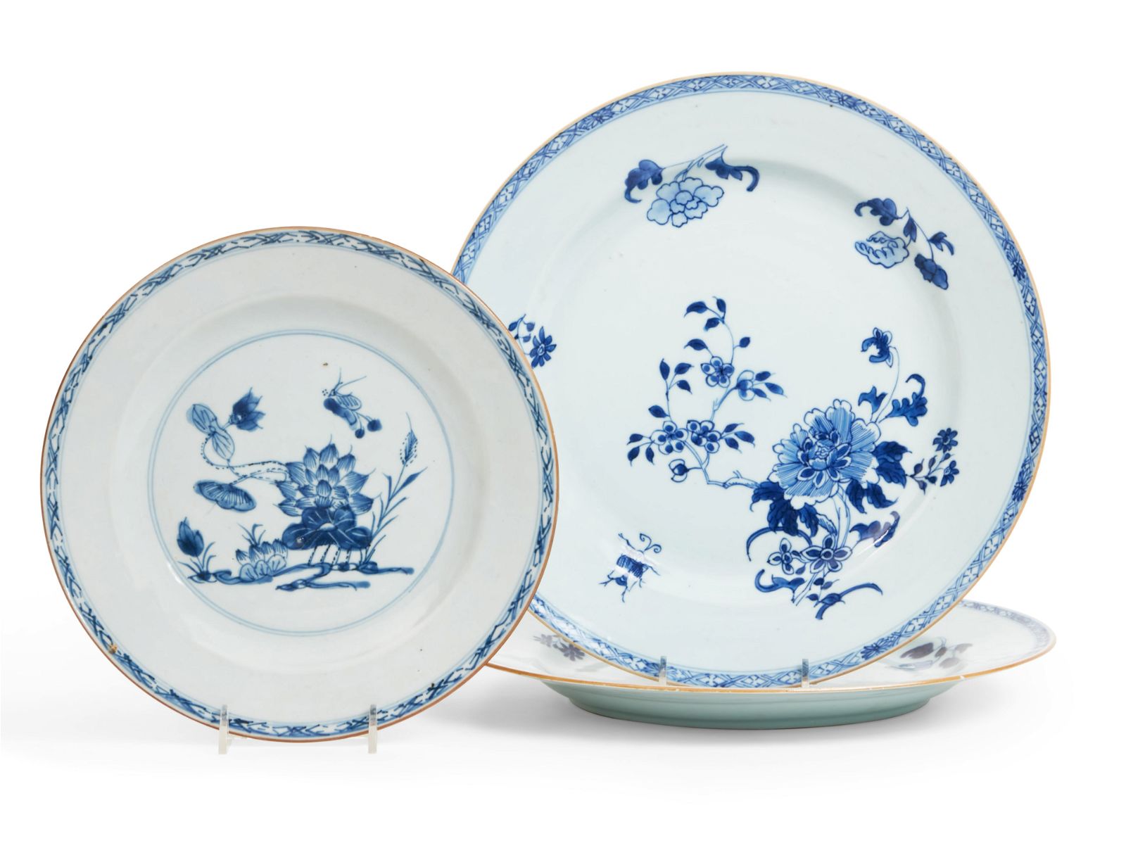THREE EAST ASIAN BLUE AND WHITE