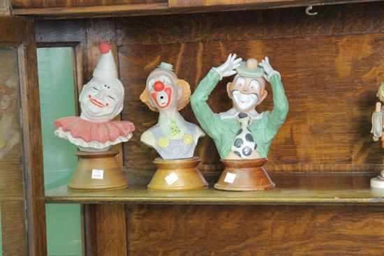 THREE EDWARD ROHN CLOWN BUSTS.