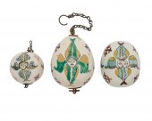 THREE EGG-SHAPED KUTAHYA POTTE