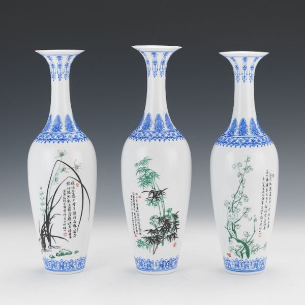 THREE EGGSHELL VASES 12 ½"