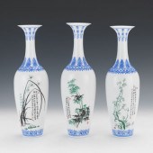 THREE EGGSHELL VASES 12 ½" app