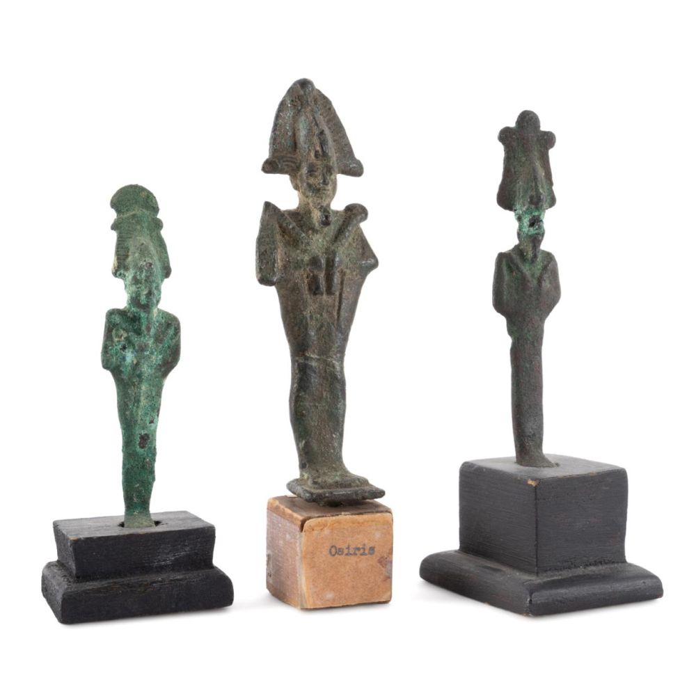 THREE EGYPTIAN BRONZE & METAL
