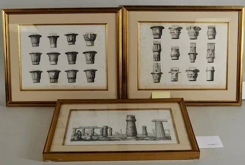 THREE EGYPTIAN FRAMED ARCHITECTURAL