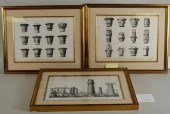 THREE EGYPTIAN FRAMED ARCHITEC
