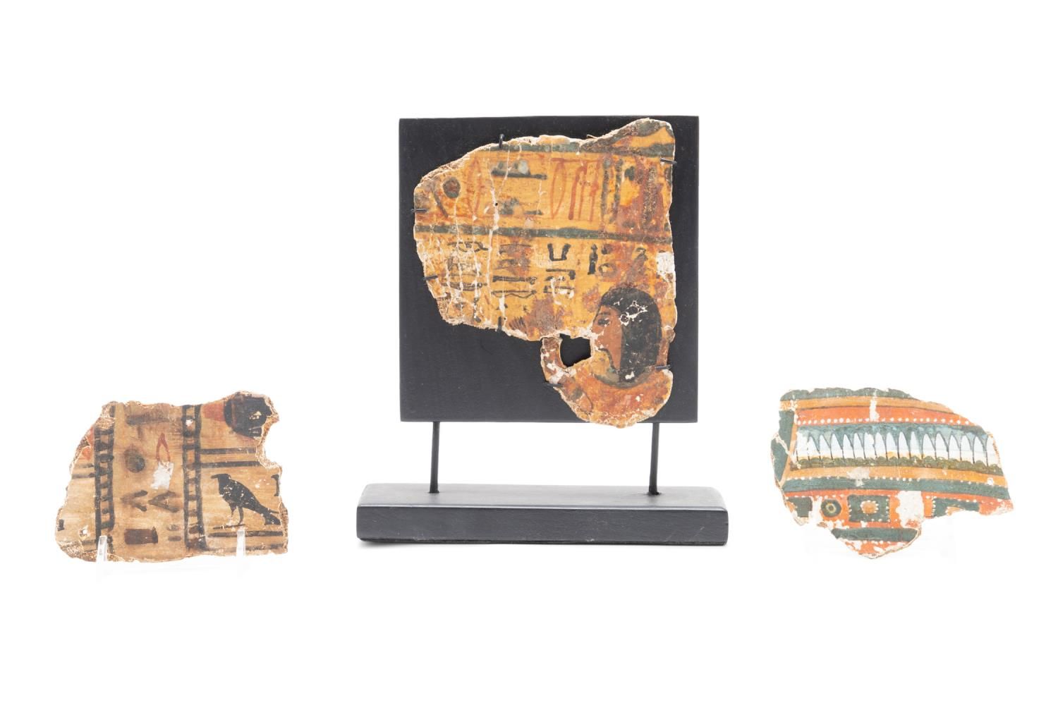 THREE EGYPTIAN PAINTED CARTONNAGE