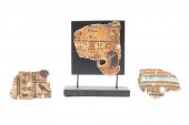 THREE EGYPTIAN PAINTED CARTONN