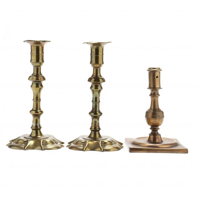 THREE EIGHTEENTH CENTURY BRASS