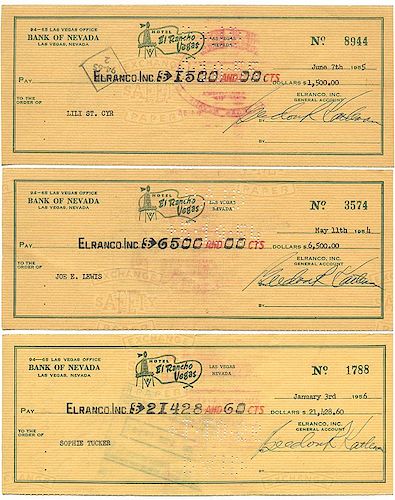THREE EL RANCHO VEGAS CHECKS MADE