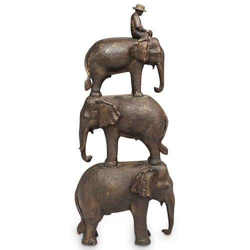 THREE ELEPHANTS BRONZE