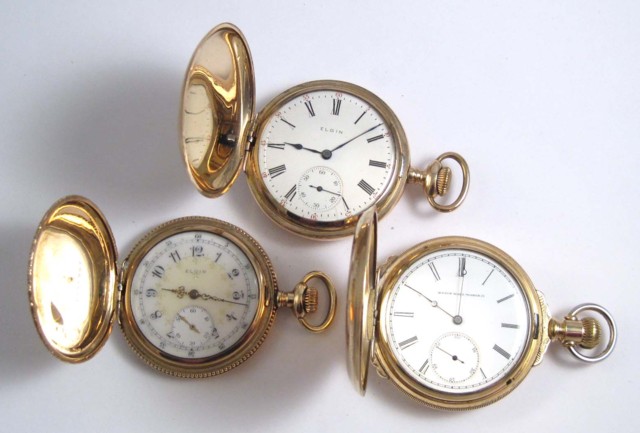 THREE ELGIN HUNTER CASE POCKET