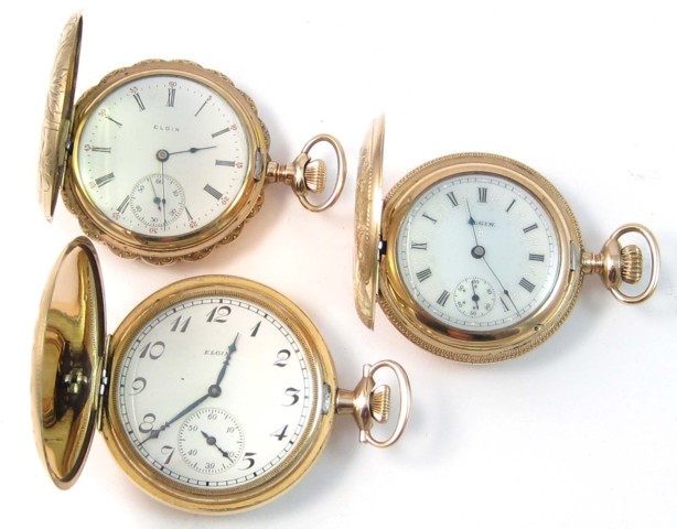 THREE ELGIN HUNTER CASE POCKET