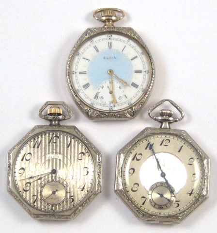 THREE ELGIN OPENFACE POCKET