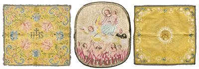 Three embroidered altar pieces: one