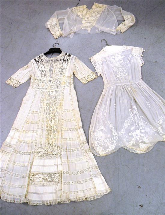 Three embroidered  antique lady's