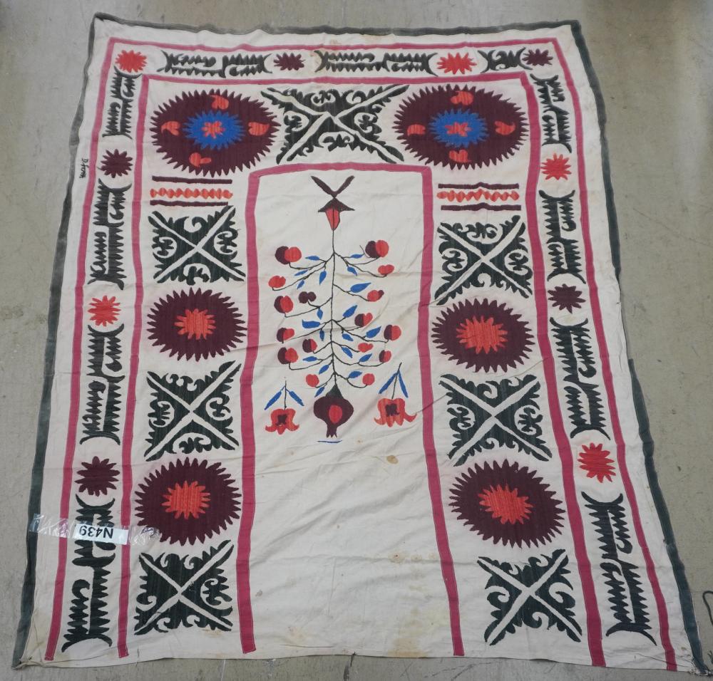THREE EMBROIDERED SUZANI PRAYER