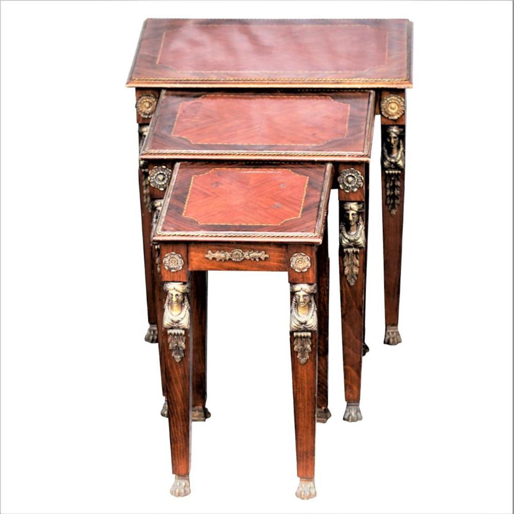 THREE EMPIRE NESTING TABLES WITH