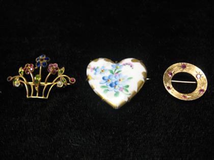 Three enamel and gem set    White
