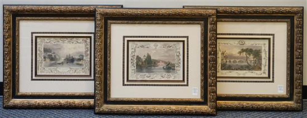 THREE ENAMEL COLORED ENGRAVINGS